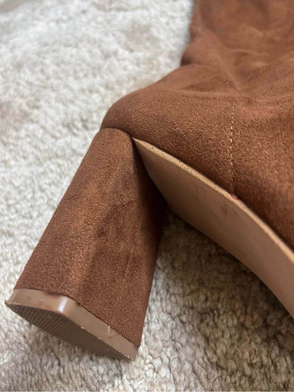 Steve Madden Tall Suede Over-the-Knee Block Heel Boot in Chestnut Brown